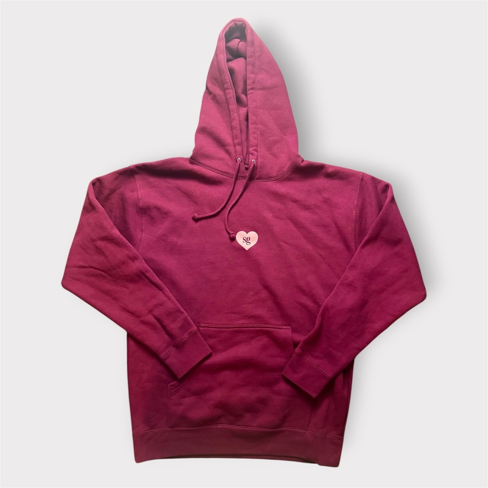 Selena Gomez I Can't Get Enough Maroon Hoodie Sweatshirt Size Large Heart Logo